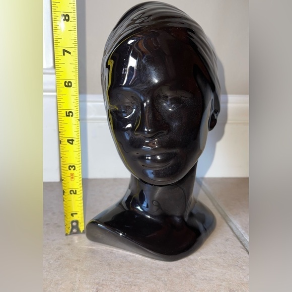 Vintage Retro 1980’s Black Ceramic Head-wrapped Woman - Picture 5 of 7